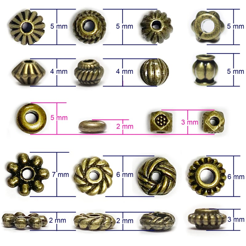 Heather's CF Antique Bronze Spacer Beads for Jewelry Making 500pcs Small Brass Metal Beads & Bead Assortments for Bracelet Necklace Earring Making Brass Bead Spacers for Jewelry Making Supplies - Image 2